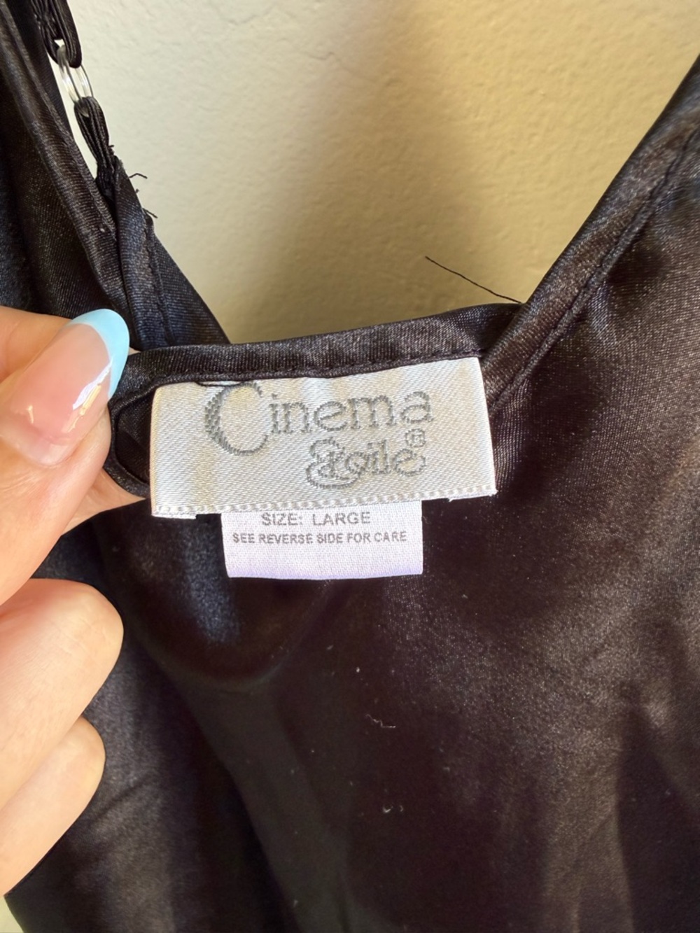 Vintage Cinema Etoile Black Slip Nightgown size Large - Picture 5 of 6